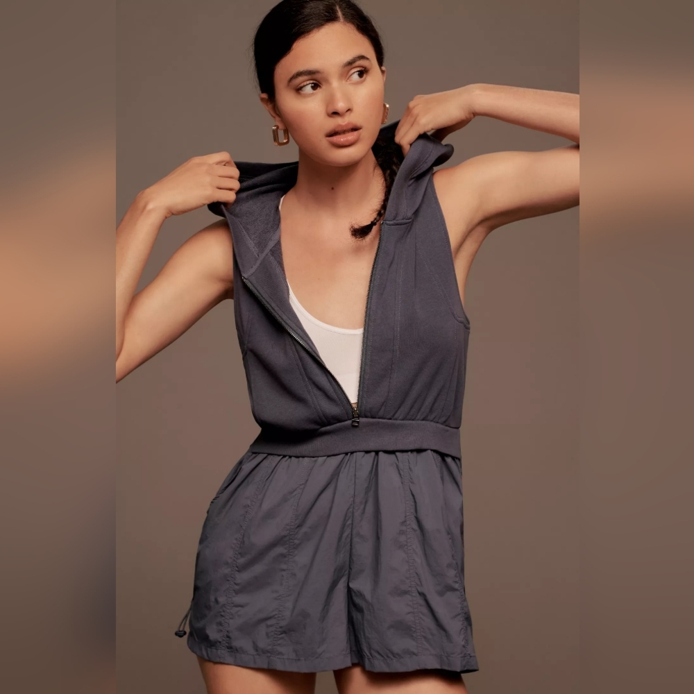 Anthropologie Daily Practice Direct Kick Romper in Navy
